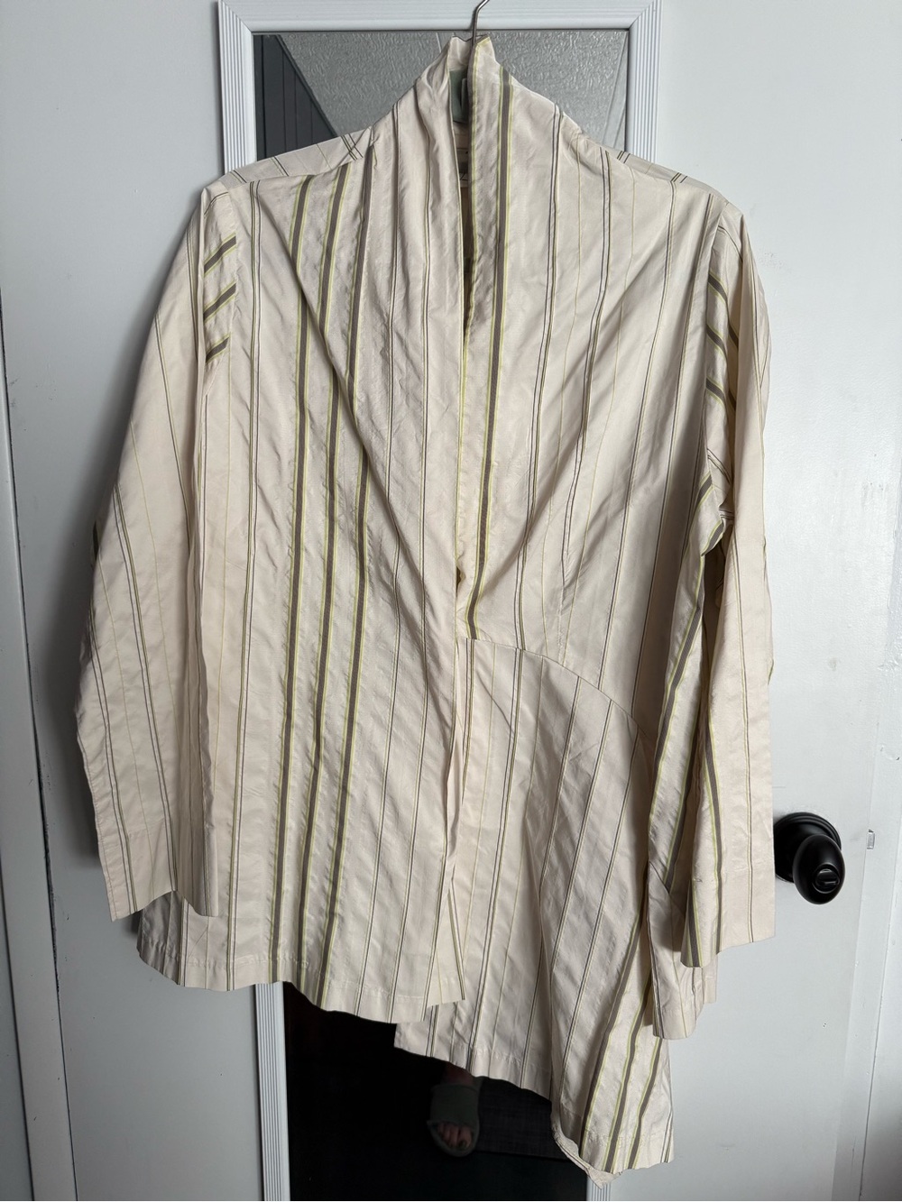 Spirithouse Cream Striped Asymmetrical Women's Jacket - Size M